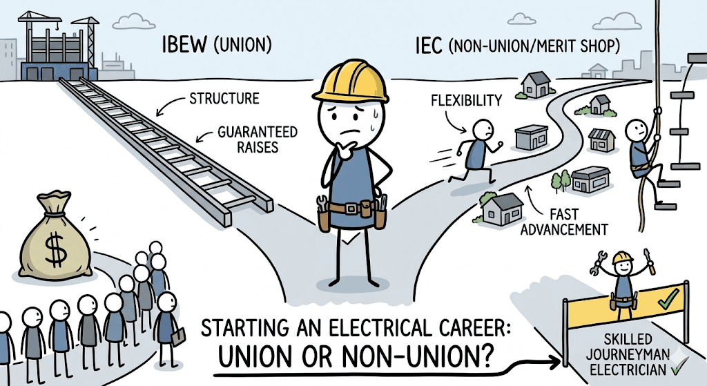 Starting an Electrical Career: Comparing IBEW (Union) vs. IEC (Non-Union) Paths