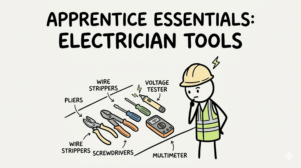 Infographic of Essential Electrician Apprentice Tools