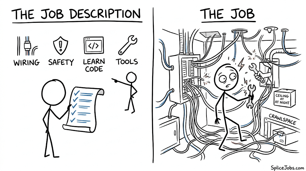 Electrician Apprentice Job Description vs Reality Comic